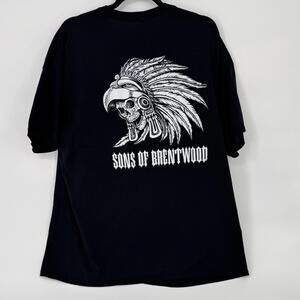 Sons Of Brentwood Shirt Mens 2XL Black Skull Headdress Graphic Jerzees Logo Tee
